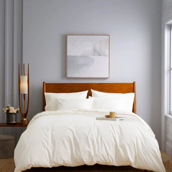 Quince King Size Classic Organic Percale Duvet Cover Bedding White